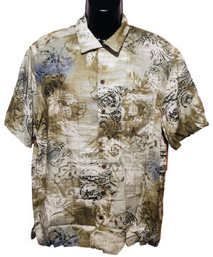 Caribbean Joe Men’s Green Floral Print Short Sleeve Shirt Size L BG37